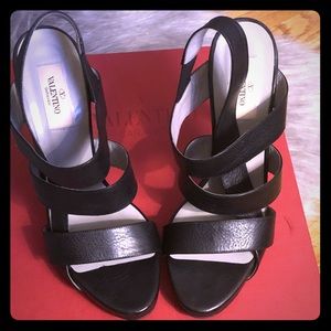 Valentino Black Leather Heels 38